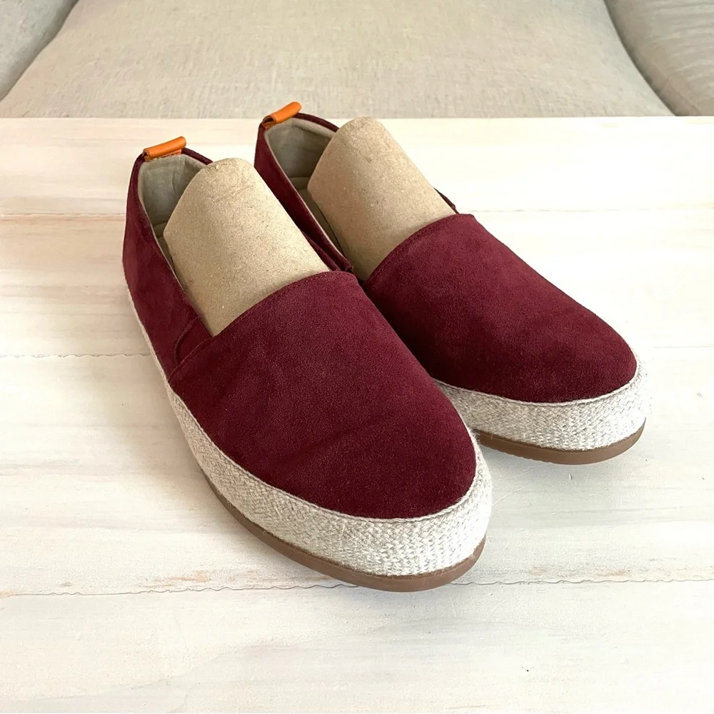 Mulo Mens Suede Espadrilles Casual Slip On Loafer Shoes In Burgundy Red Size 7